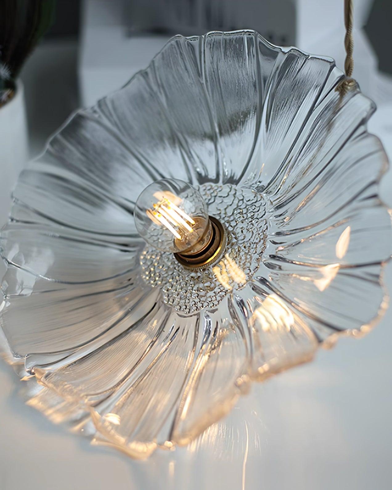 Suspension Flower Glass - Lampe en Verre Transparent, Design Rétro Élégant