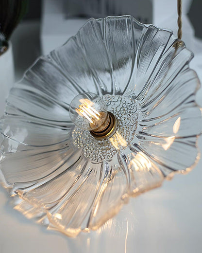 Suspension Flower Glass - Lampe en Verre Transparent, Design Rétro Élégant