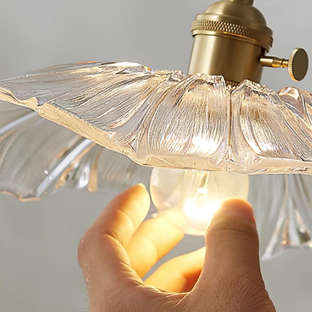 Suspension Flower Glass - Lampe en Verre Transparent, Design Rétro Élégant