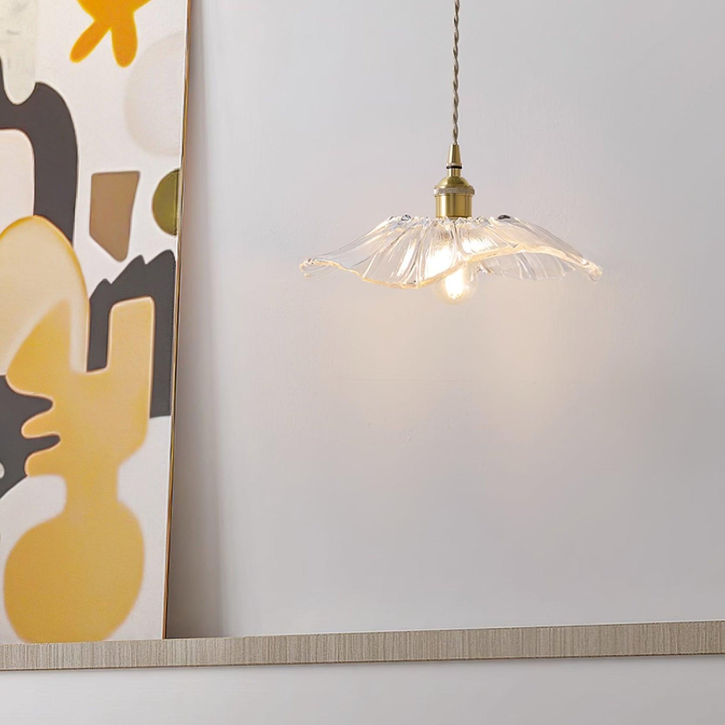 Suspension Flower Glass - Lampe en Verre Transparent, Design Rétro Élégant