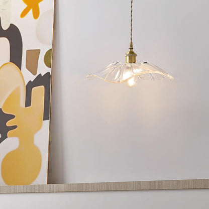 Suspension Flower Glass - Lampe en Verre Transparent, Design Rétro Élégant