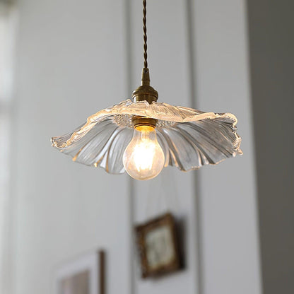 Suspension Flower Glass - Lampe en Verre Transparent, Design Rétro Élégant
