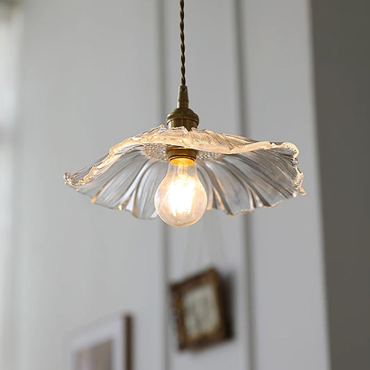 Suspension Flower Glass - Lampe en Verre Transparent, Design Rétro Élégant
