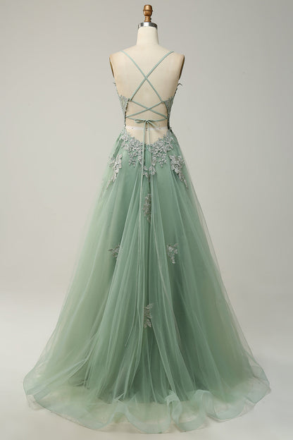 Élégante Robe de Bal A-Ligne avec Bretelles Spaghetti et Laçage – Modèle Julia