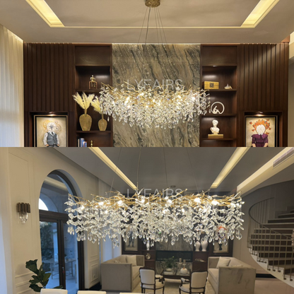 Lustre en Cristal Style Branché Français – Lustre Élégant en Aluminium et Cristal pour Salon et Salle à Manger