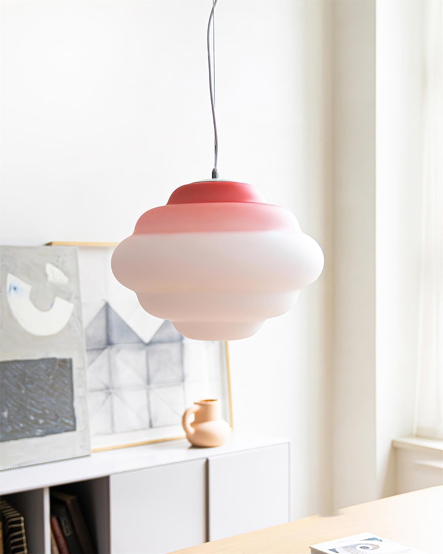 Suspension Gradient Cloudy en Verre Mat - Éclairage LED Décoratif Coloré