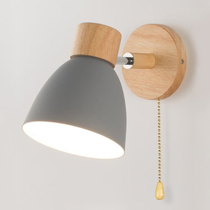 Lampe Murale Scandinave Yadiel en Bois – Applique Design avec Interrupteur à Cordon, Plusieurs Tailles Disponibles