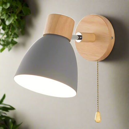 Suspension Murale Nordique Moderne en Bois avec Interrupteur à Tirette - Luminaires Élégants