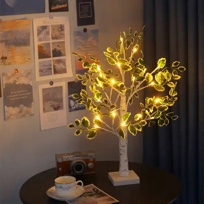 Guirlande LED Arbre de Noël avec Feuilles Vertes - Décoration Lumineuse Festive