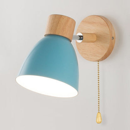 Lampe Murale Scandinave Yadiel en Bois – Applique Design avec Interrupteur à Cordon, Plusieurs Tailles Disponibles