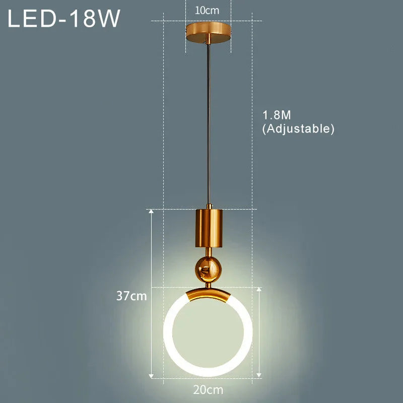 Suspension LED Nordic Simple - Lampe Minimaliste en Métal pour Cuisine, Salle à Manger et Bureau