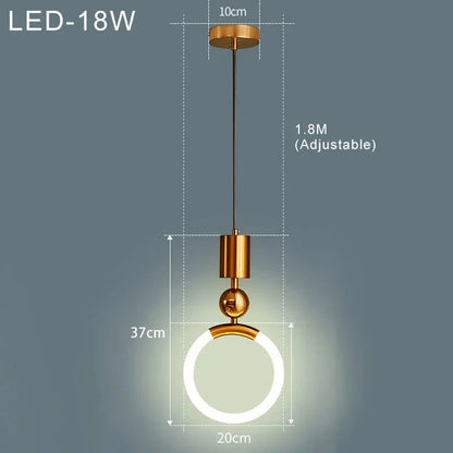 Suspension LED Nordic Simple - Lampe Minimaliste en Métal pour Cuisine, Salle à Manger et Bureau
