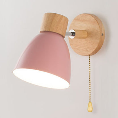 Lampe Murale Scandinave Yadiel en Bois – Applique Design avec Interrupteur à Cordon, Plusieurs Tailles Disponibles