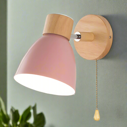 Suspension Murale Nordique Moderne en Bois avec Interrupteur à Tirette - Luminaires Élégants