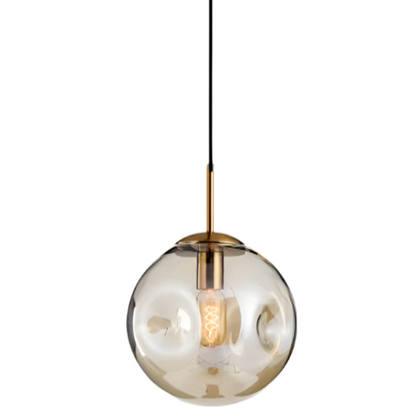 Suspension Moderne en Verre Doré – Élégance Scandinave avec Éclairage Doux