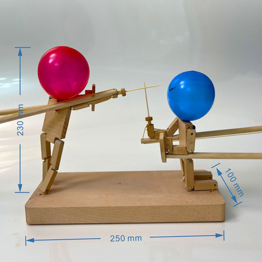Jeu de Bataille de Ballons avec Marionnettes en Bois