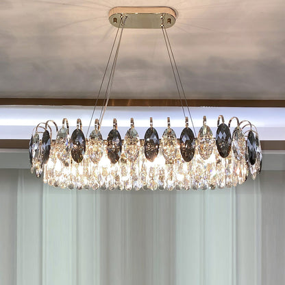 Chandelier Cristal K9 - Luminaire Élégant en Métal Rose Gold, LED Dimmable, Plusieurs Tailles