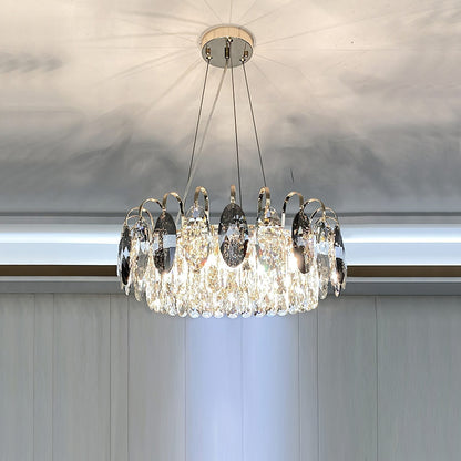 Chandelier Cristal K9 - Luminaire Élégant en Métal Rose Gold, LED Dimmable, Plusieurs Tailles