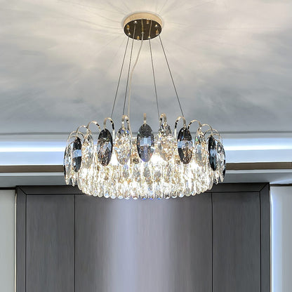 Chandelier Cristal K9 - Luminaire Élégant en Métal Rose Gold, LED Dimmable, Plusieurs Tailles