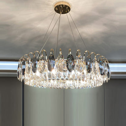 Chandelier Cristal K9 - Luminaire Élégant en Métal Rose Gold, LED Dimmable, Plusieurs Tailles