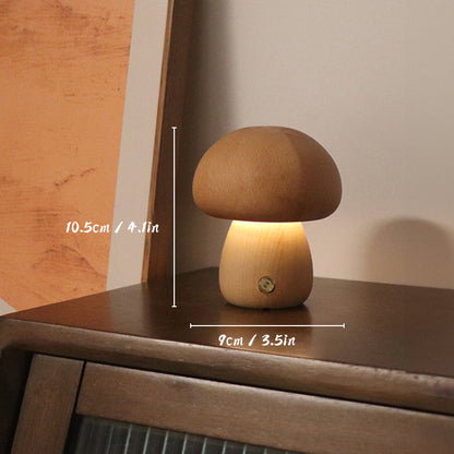 Lampe de Table Rechargeable en Bois "Champignon" LED - Écologique et Tactile