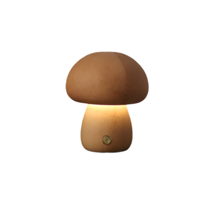 Lampe de Table Rechargeable en Bois "Champignon" LED - Écologique et Tactile