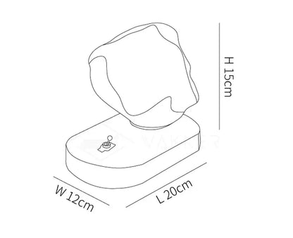 Lampe de Table en Verre Ice Stone – Design Élégant avec Base Métal et Bois