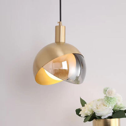 Suspension Moderne en Verre et Métal Doré - Lampe Pendante Design Nordic avec Abat-jour Fumé