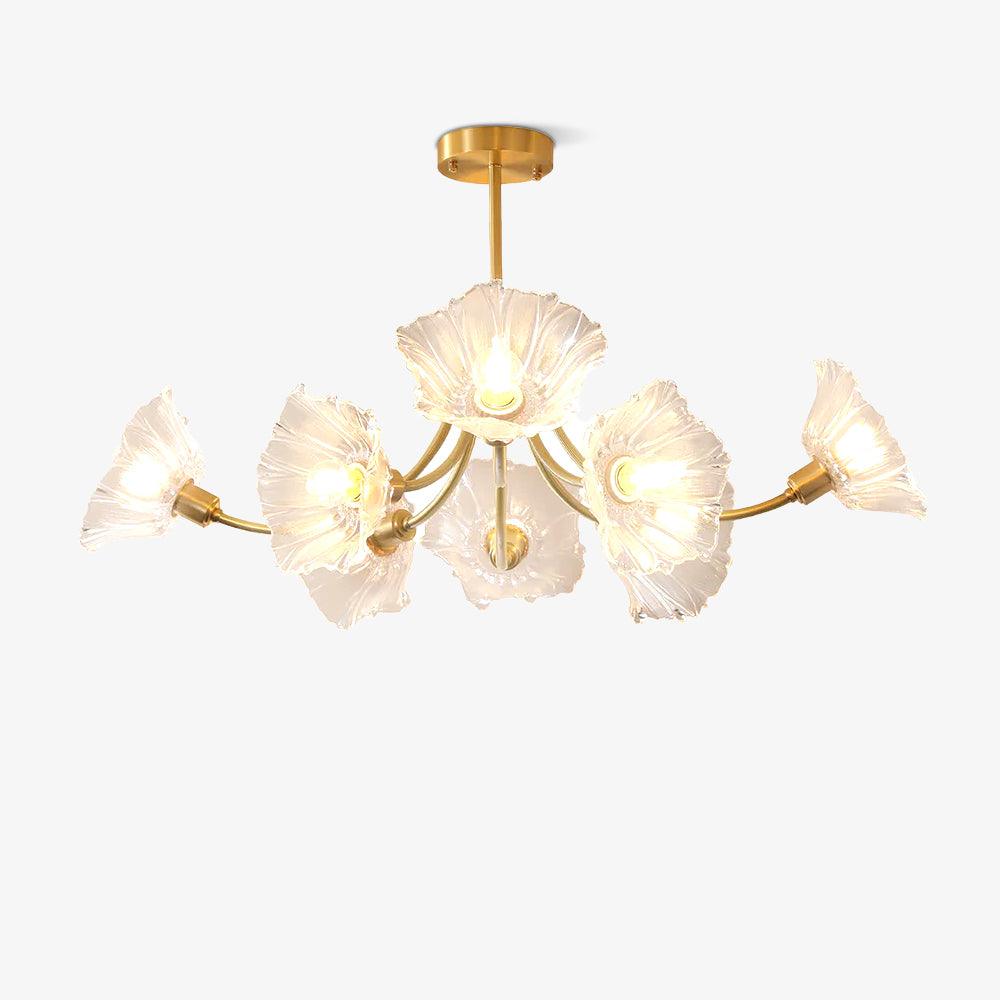 Lustre Kalin en Verre et Laiton - Design Élégant de Fleurs pour Salon et Salle à Manger