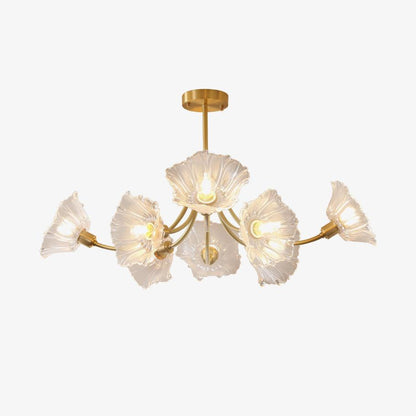 Lustre Kalin en Verre et Laiton - Design Élégant de Fleurs pour Salon et Salle à Manger