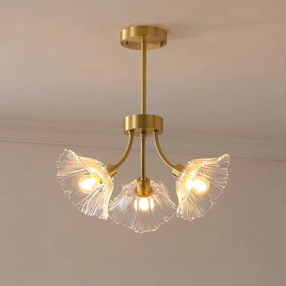 Lustre Kalin en Verre et Laiton - Design Élégant de Fleurs pour Salon et Salle à Manger