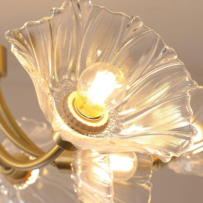 Lustre Kalin en Verre et Laiton - Design Élégant de Fleurs pour Salon et Salle à Manger
