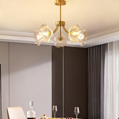 Lustre Kalin en Verre et Laiton - Design Élégant de Fleurs pour Salon et Salle à Manger