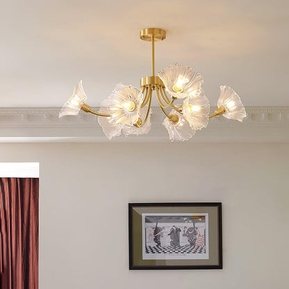Lustre Kalin en Verre et Laiton - Design Élégant de Fleurs pour Salon et Salle à Manger