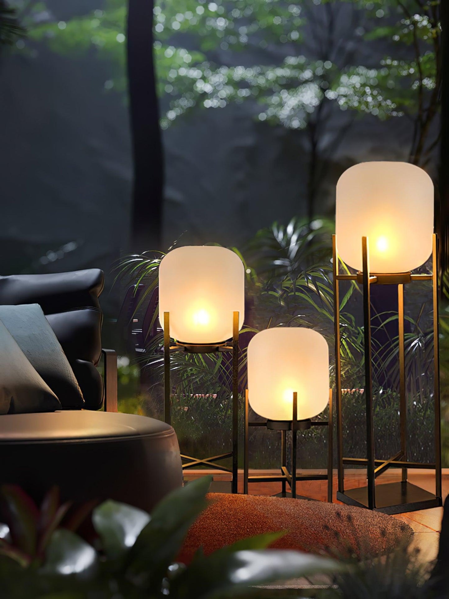 Lampe Solarium Extérieure en Acier Inoxydable et Verre – Éclairage LED Automatique IP65