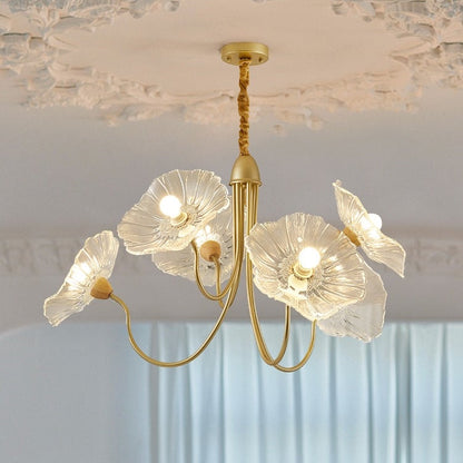Chandelier en Verre Mat Décoratif - Design Élégant à Feuilles pour Intérieur