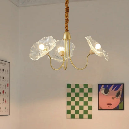 Chandelier en Verre Mat Décoratif - Design Élégant à Feuilles pour Intérieur