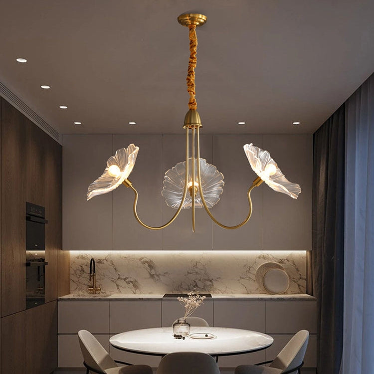 Chandelier en Verre Mat Décoratif - Design Élégant à Feuilles pour Intérieur