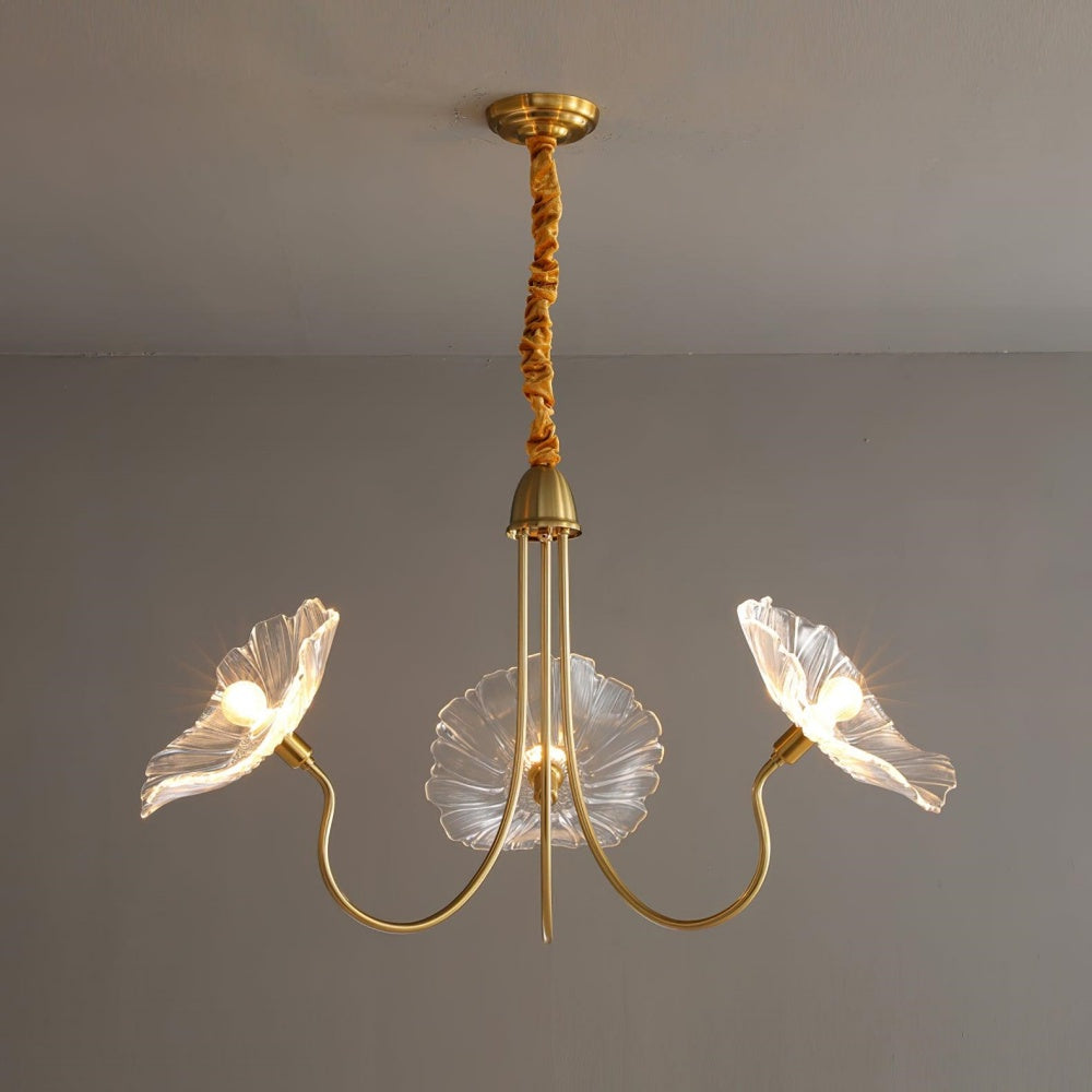 Chandelier en Verre Mat Décoratif - Design Élégant à Feuilles pour Intérieur