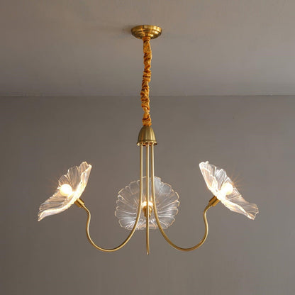 Chandelier en Verre Mat Décoratif - Design Élégant à Feuilles pour Intérieur