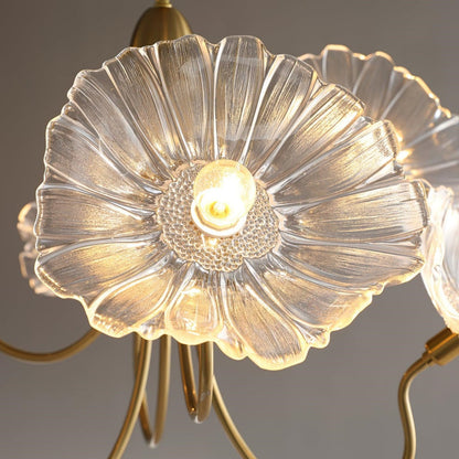 Chandelier en Verre Mat Décoratif - Design Élégant à Feuilles pour Intérieur