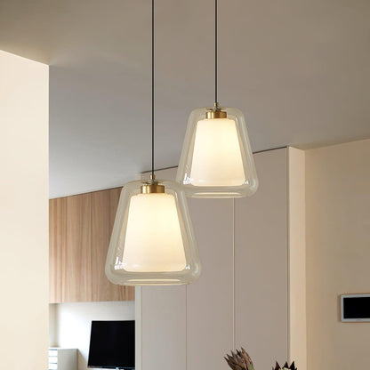 Suspension Lucinda en Verre - Lampe Moderne avec Base en Métal et Éclairage LED