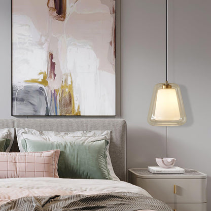 Suspension Lucinda en Verre - Lampe Moderne avec Base en Métal et Éclairage LED