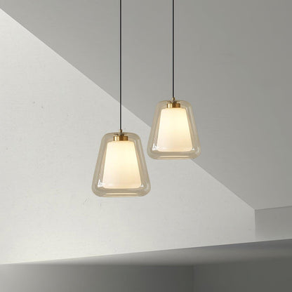 Suspension Lucinda en Verre - Lampe Moderne avec Base en Métal et Éclairage LED