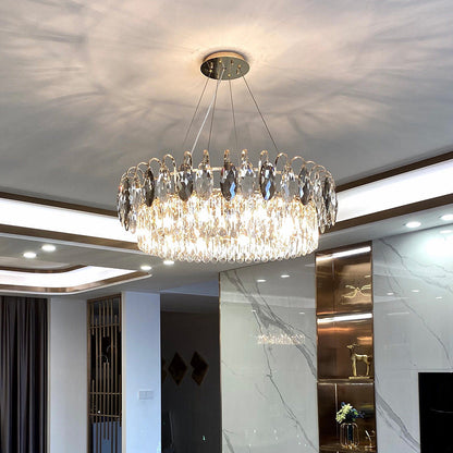 Chandelier Cristal K9 - Luminaire Élégant en Métal Rose Gold, LED Dimmable, Plusieurs Tailles