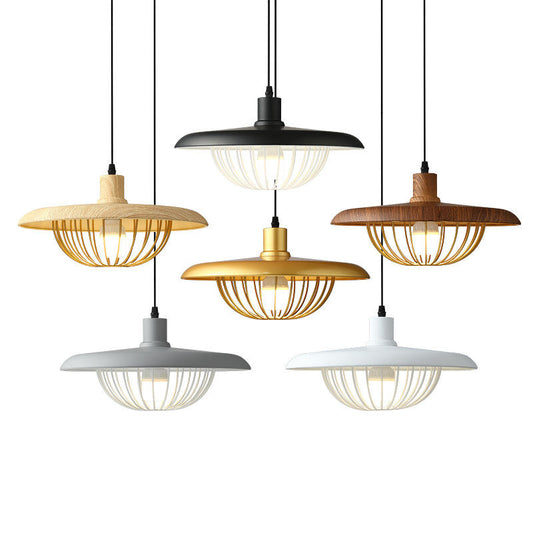 Suspension Imitation Bois - Lampe Suspendue au Style Nordique avec Détails Industriels
