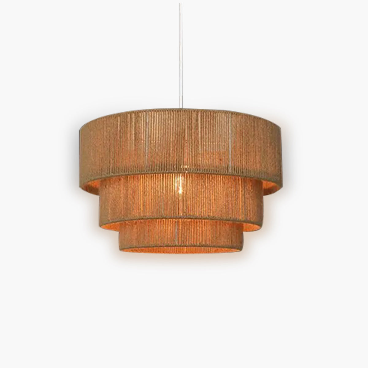 Suspension Moderne en Métal et Corde Naturelle - Lampe LED Écologique