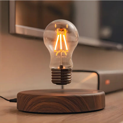 Lampe à Léviation Magnétique LED – Édition Bois Premium avec Ampoule Flottante