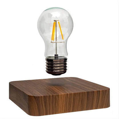 Lampe à Léviation Magnétique LED – Édition Bois Premium avec Ampoule Flottante