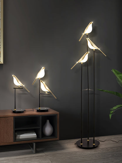 Lampe Magpie Perch - Élégance Naturelle, Design Moderne, LED Intégrée, Stehlampe ou Lampe de Table